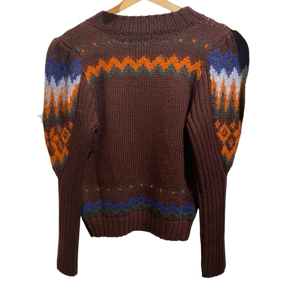 NWT Antik Batik Roloh Wool & Alpaca Fair Isle Long Puff Sleeve Crew Neck Sweater - Picture 4 of 8